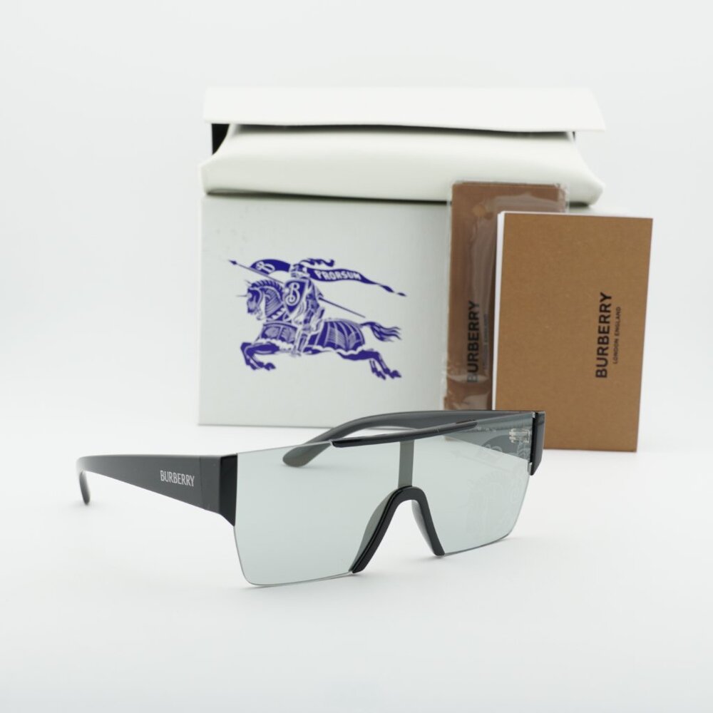 Burberry BE4291 3001/69 Shield Sunglasses - Black/Grey Tampo Silver - Picture 8 of 12
